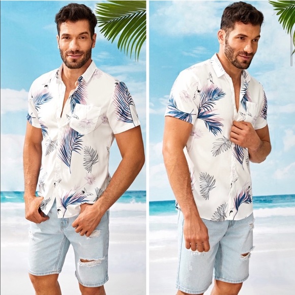NWT Men’s leaf print pocket shirt super soft - Picture 3 of 6